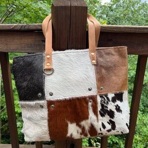 Myra Multi-Patch Fuji Hair-On Cow Hide Leather Tote